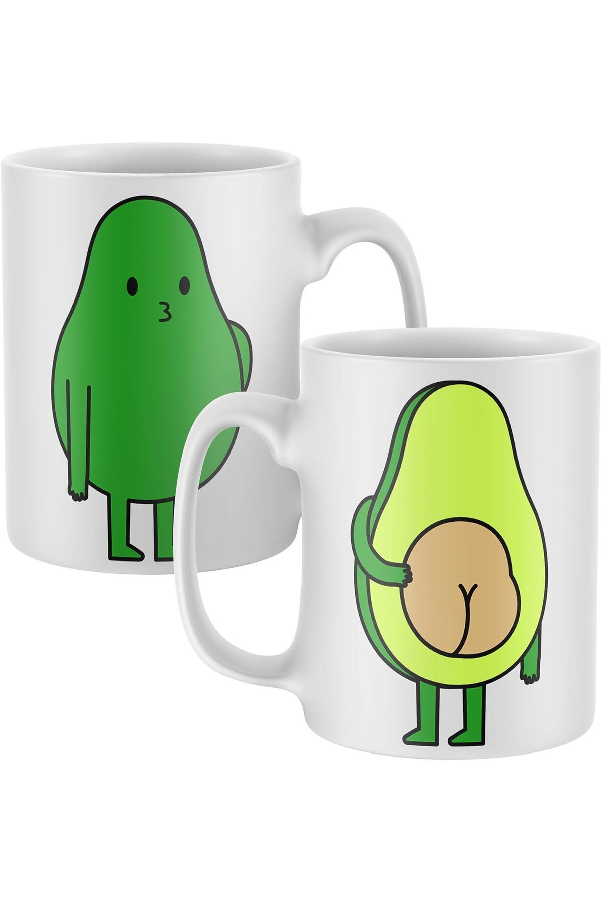 Cups Art 2 Yüzü Ayrı Komik Avokado Baskılı 1. Kalite Porselen Kupa Bardak