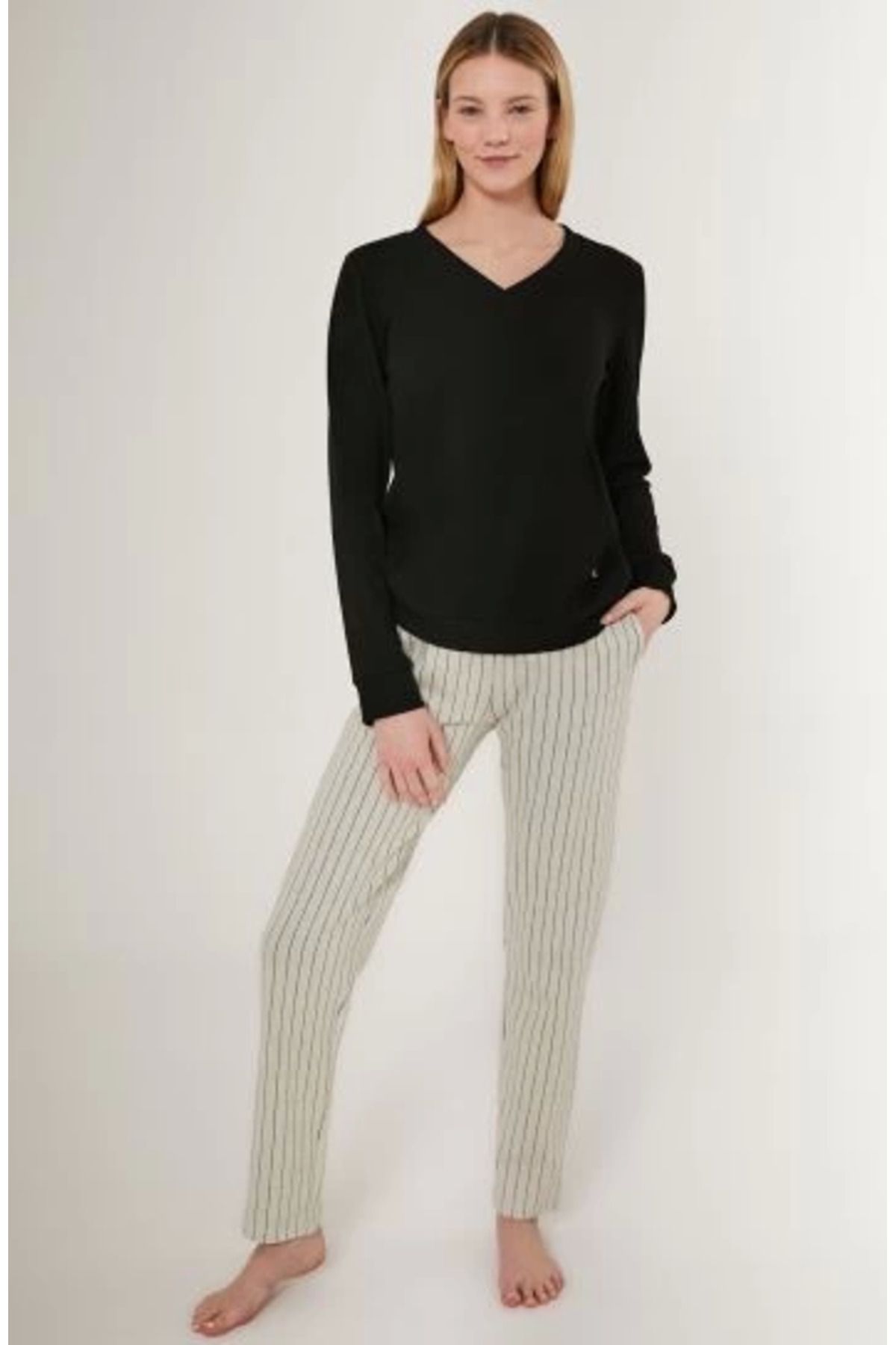 Moda Şahsenem Pierre Cardin 8756-s Kadın Uzun Kol Pijama Takım