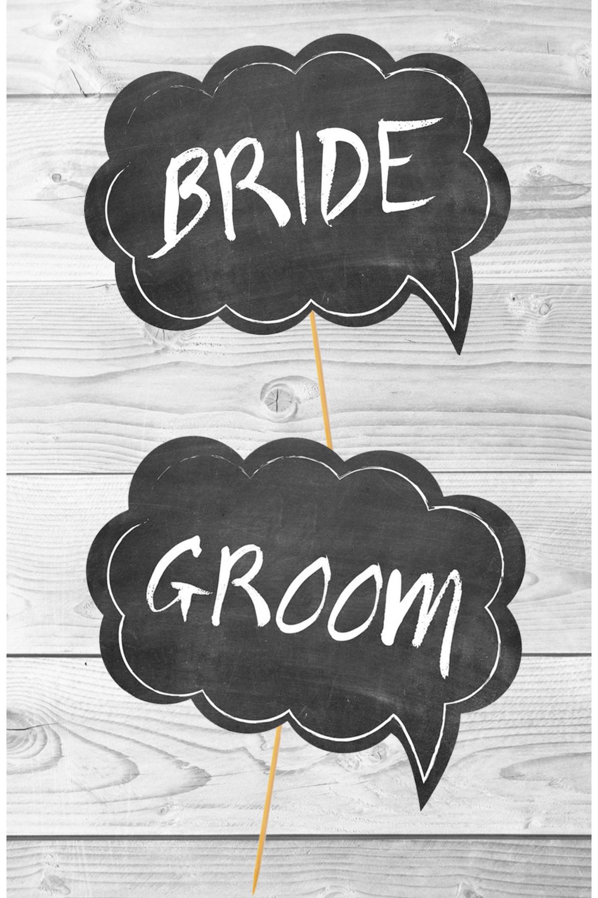 Pankart Evi BRIDE - GROOM - 2 adet Gelin Damat Konuşma Balonları Seti Düğün Nişan Fotoğraf Çekimi El Pankartı