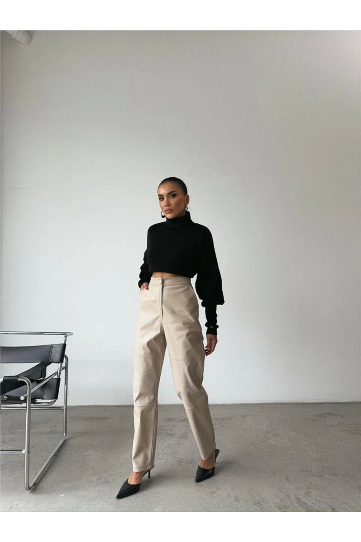 MODA DERİ PANTOON DİZ PARÇAI Taş
