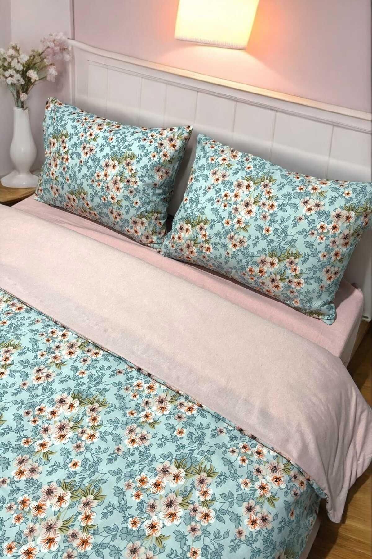 Melse home Mavi Çiçekli Çift Kişilik Nevresim Takımı