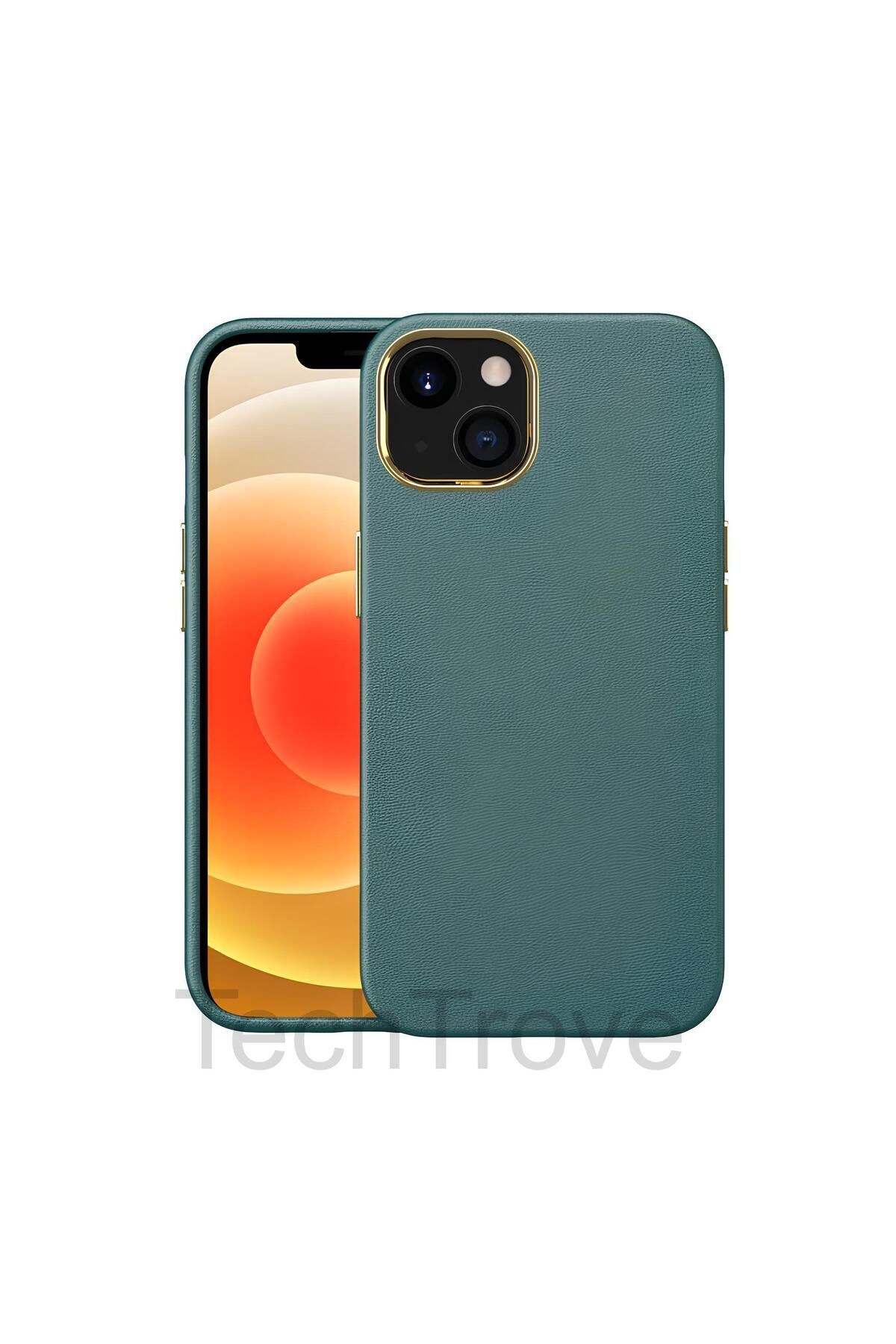 TechTrove Apple iPhone 13 Mini Kılıf Deri Tasarım Kamera Koruma Çıkıntılı Elde Kaymaz Soft Kapak