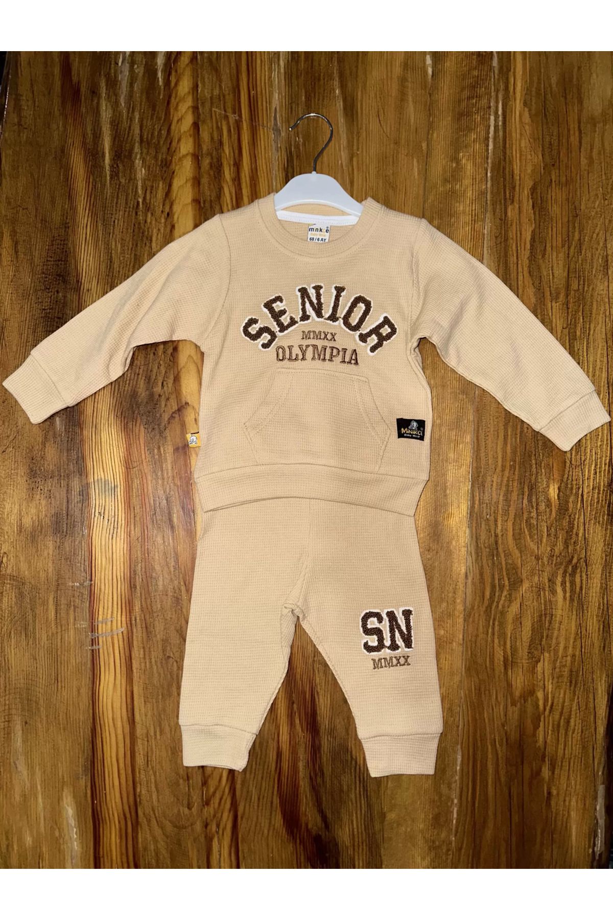 OurStyles 6-24 aylık kanguru cep senıor takım sütlükahve