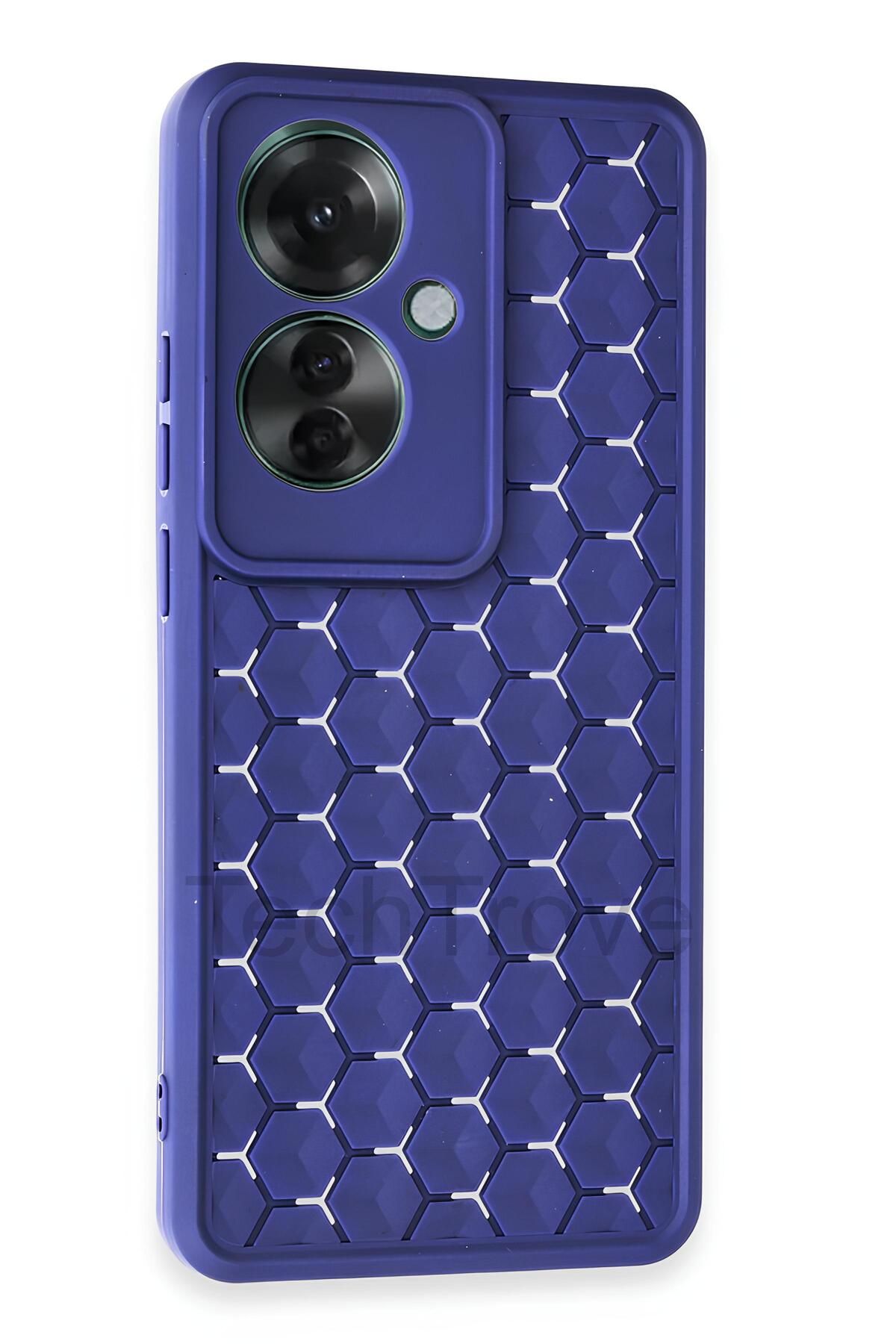 TechTrove Oppo Reno 11F Kılıf Kamera Korumalı Geometrik Petek Motifli Silikon Kapak