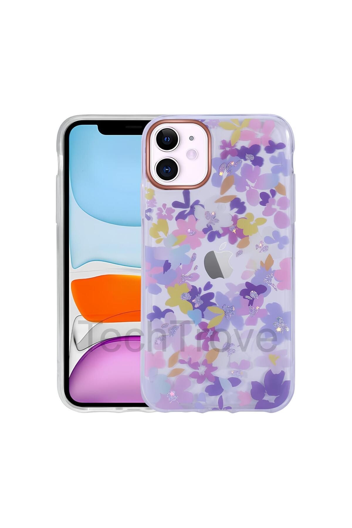TechTrove Apple iPhone 11 Kılıf Desenli Simli Sert İnka Kapak