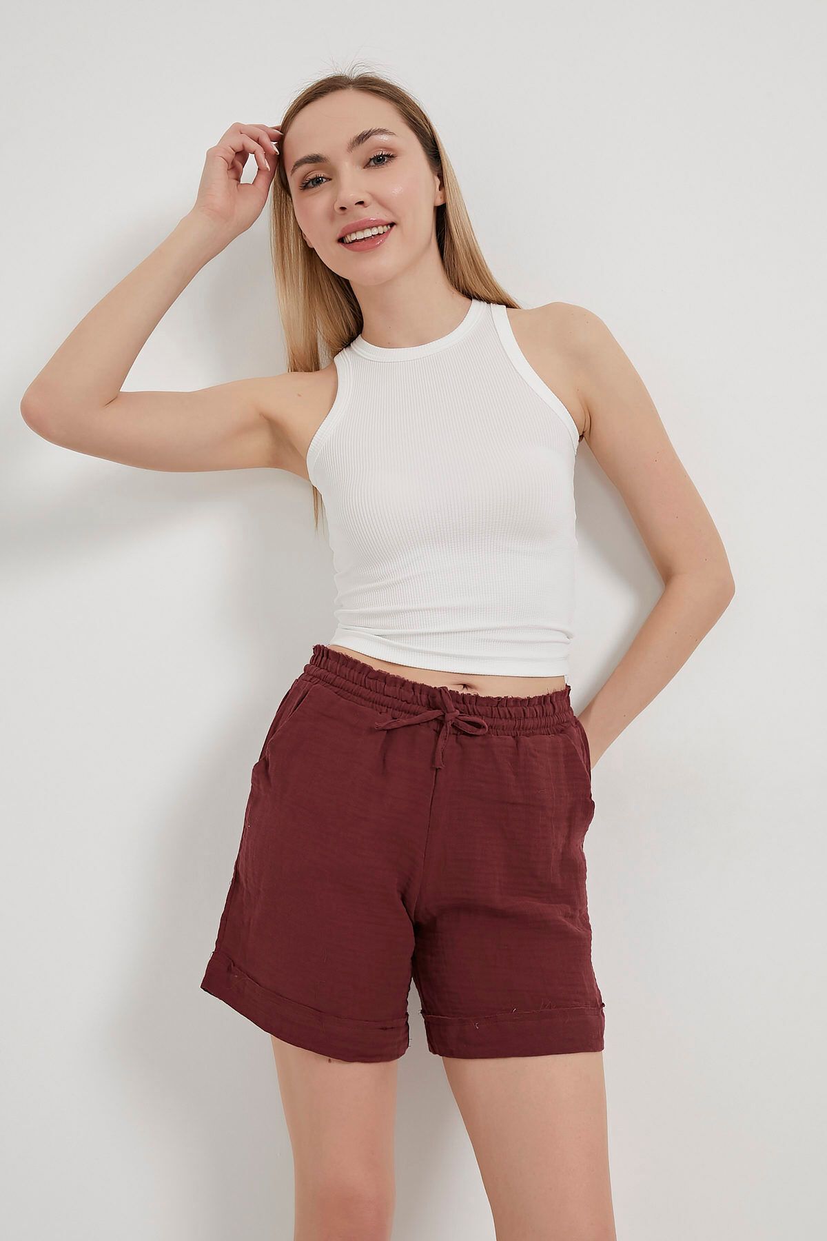 Arma Life ARMALIFE 25548 BELİ LASTİKLİ MUSLIN KADIN ŞORT