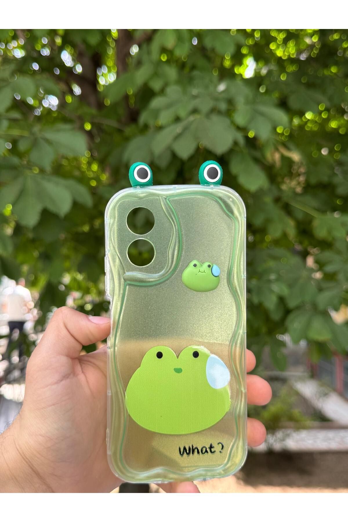 LioTech Oppo A38 Uyumlu Kurbağa / Tavşan / Ayıcık Desenli Kulak Desenli Darbe Emici Özelliğe Sahip Kılıf