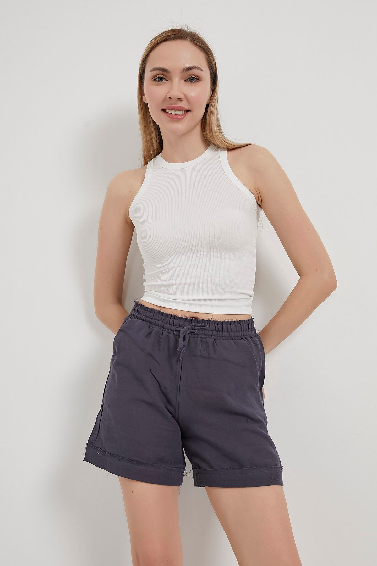 Arma Life ARMALIFE 25548 BELİ LASTİKLİ MUSLIN KADIN ŞORT