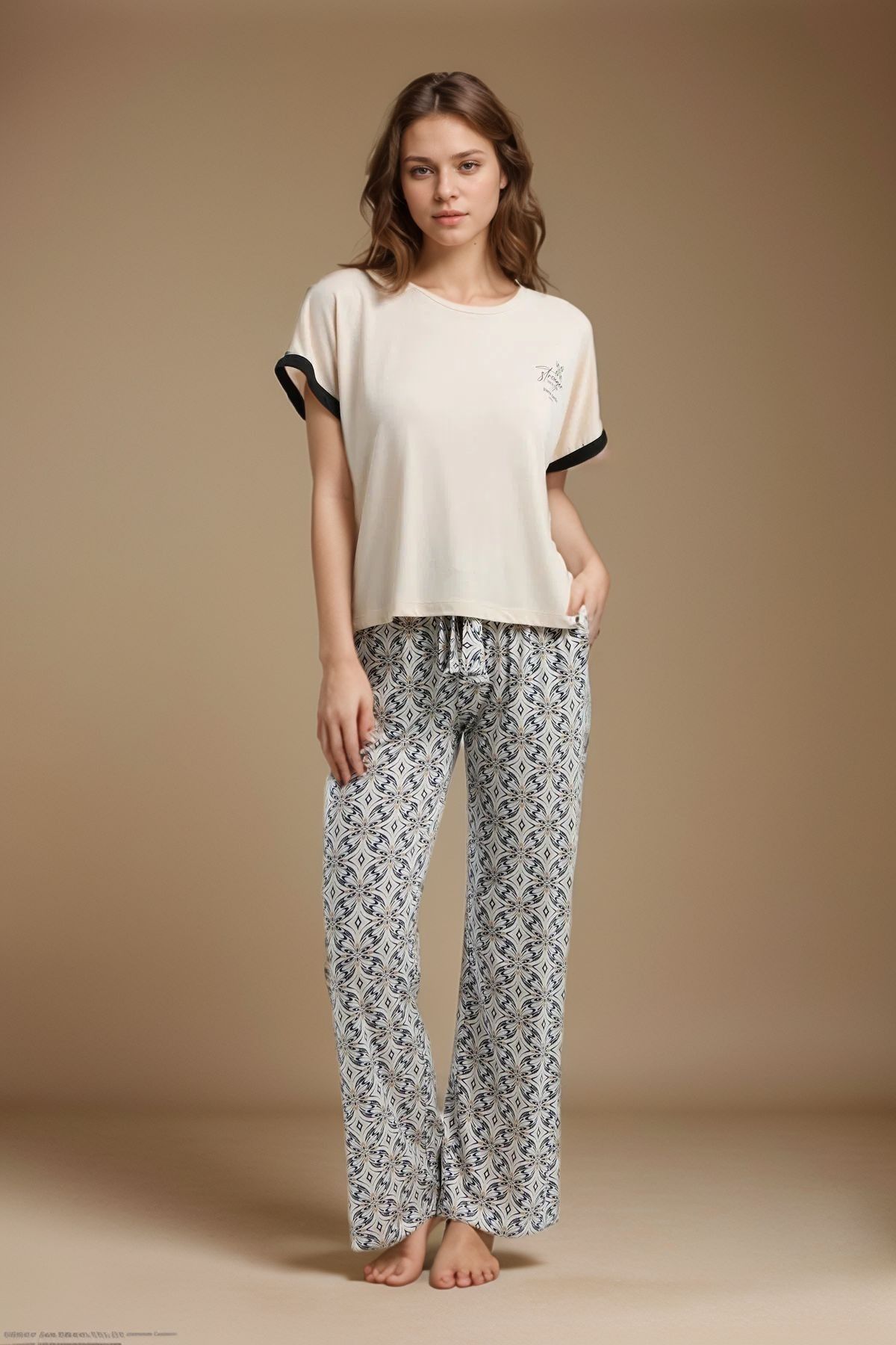 Pierre Cardin Kadın Giyim Kısa Kollu İkili Pijama Takımı LL.PC01.K1.D025