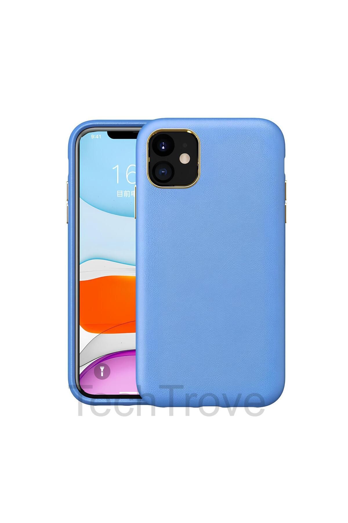 TechTrove Apple iPhone 11 Kılıf Deri Tasarım Kamera Koruma Çıkıntılı Elde Kaymaz Soft Kapak