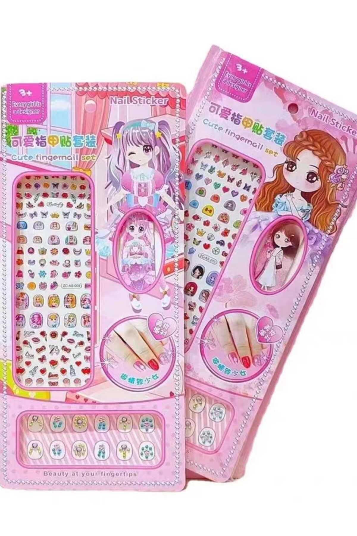 Eva Rose 2 Adet Prensesli 150'li Kız Çocuk Takma Tırnak Sticker Tırnak süsleme taşı ve Törpü Seti