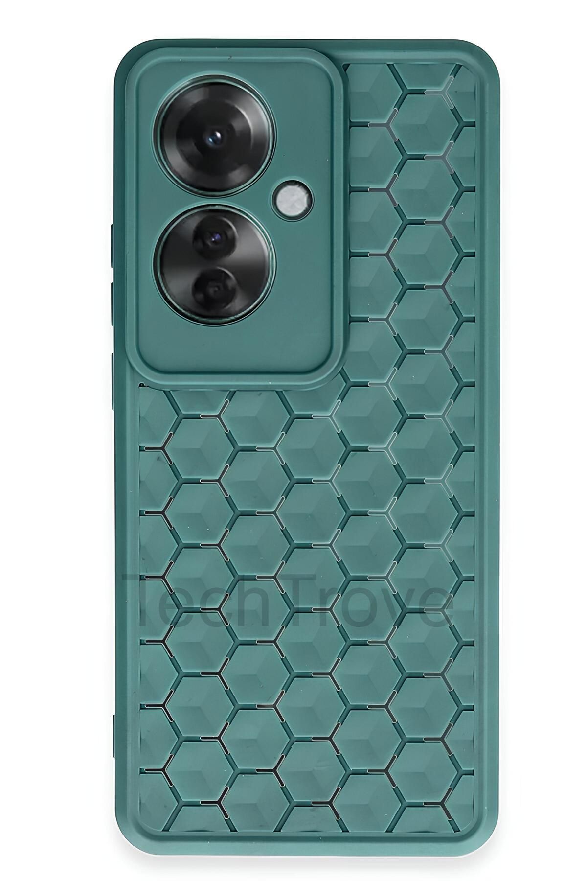TechTrove Oppo Reno 11F Kılıf Kamera Korumalı Geometrik Petek Motifli Silikon Kapak