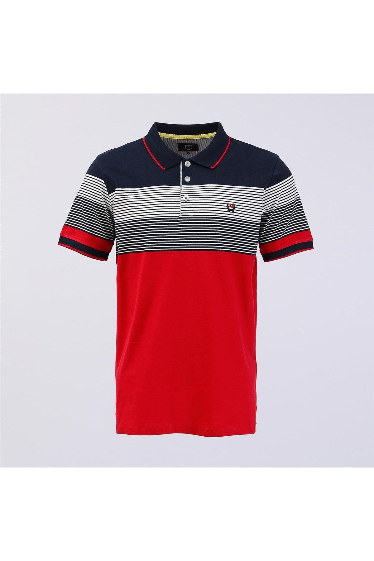 Dio Rise Erkek Polo Yaka Kısa Kol Tişört - (M-3XL) - CZT-146 - Lacivert - Kırmızı