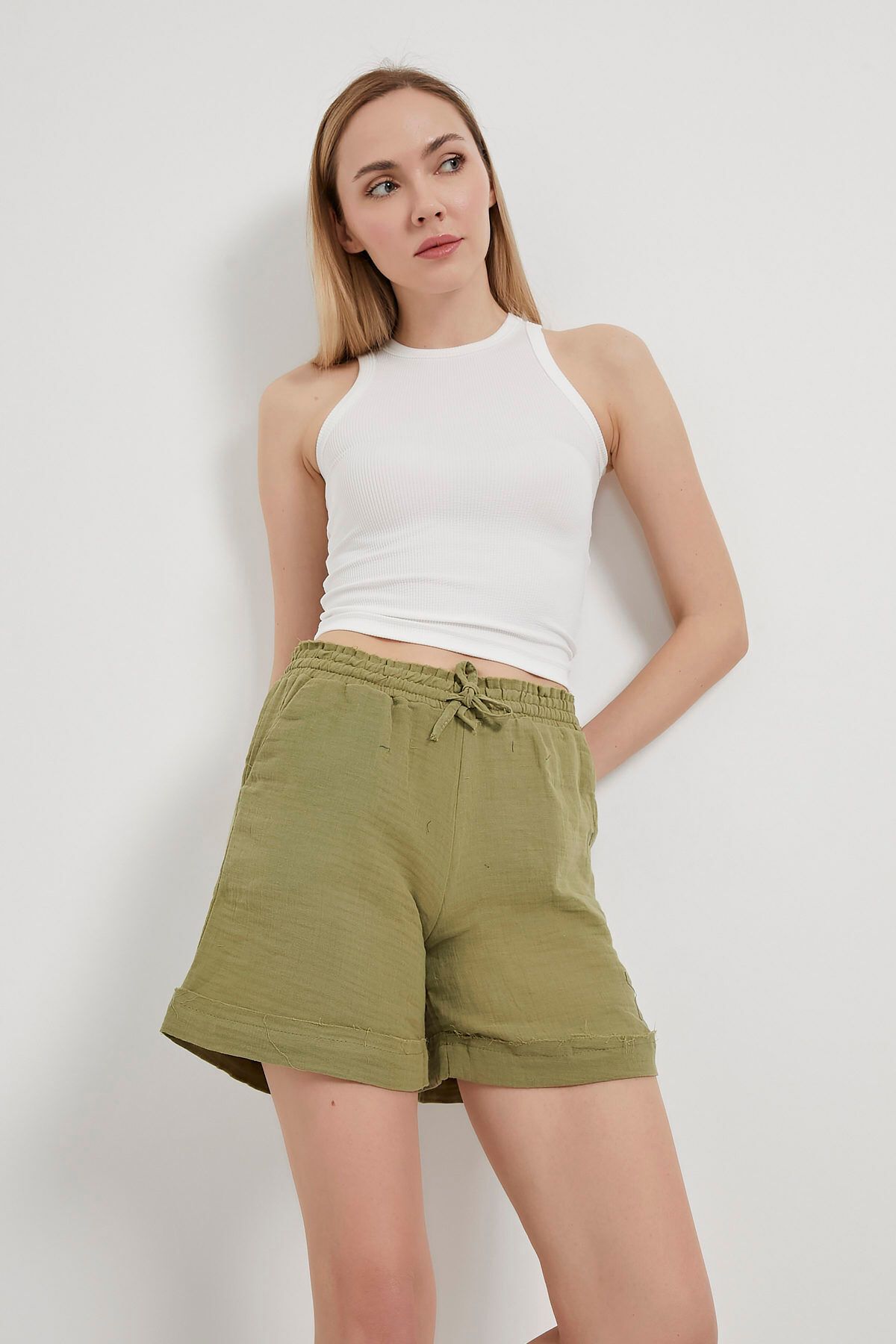 Arma Life ARMALIFE 25548 BELİ LASTİKLİ MUSLIN KADIN ŞORT