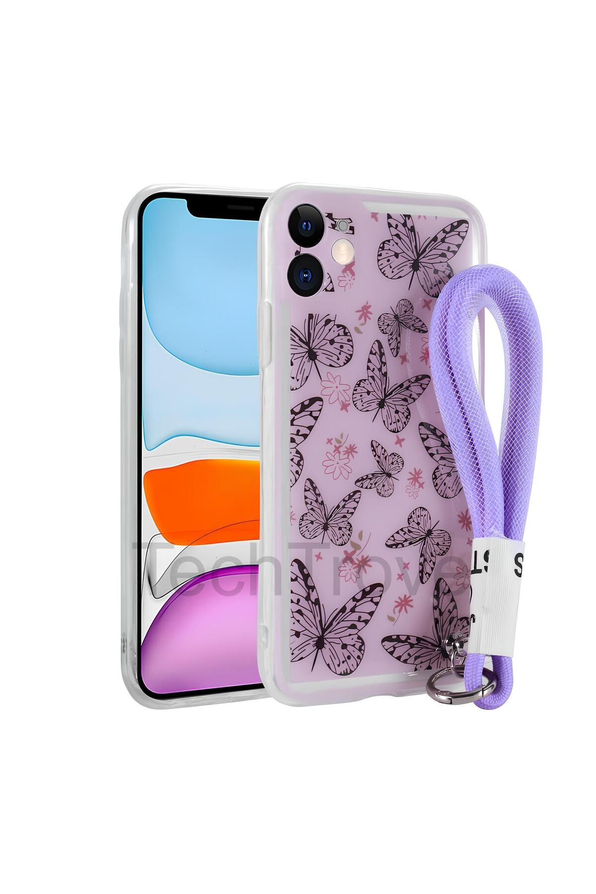 TechTrove Apple iPhone 11 Kılıf Desenli El Askılı İpli Astana Silikon Kapak