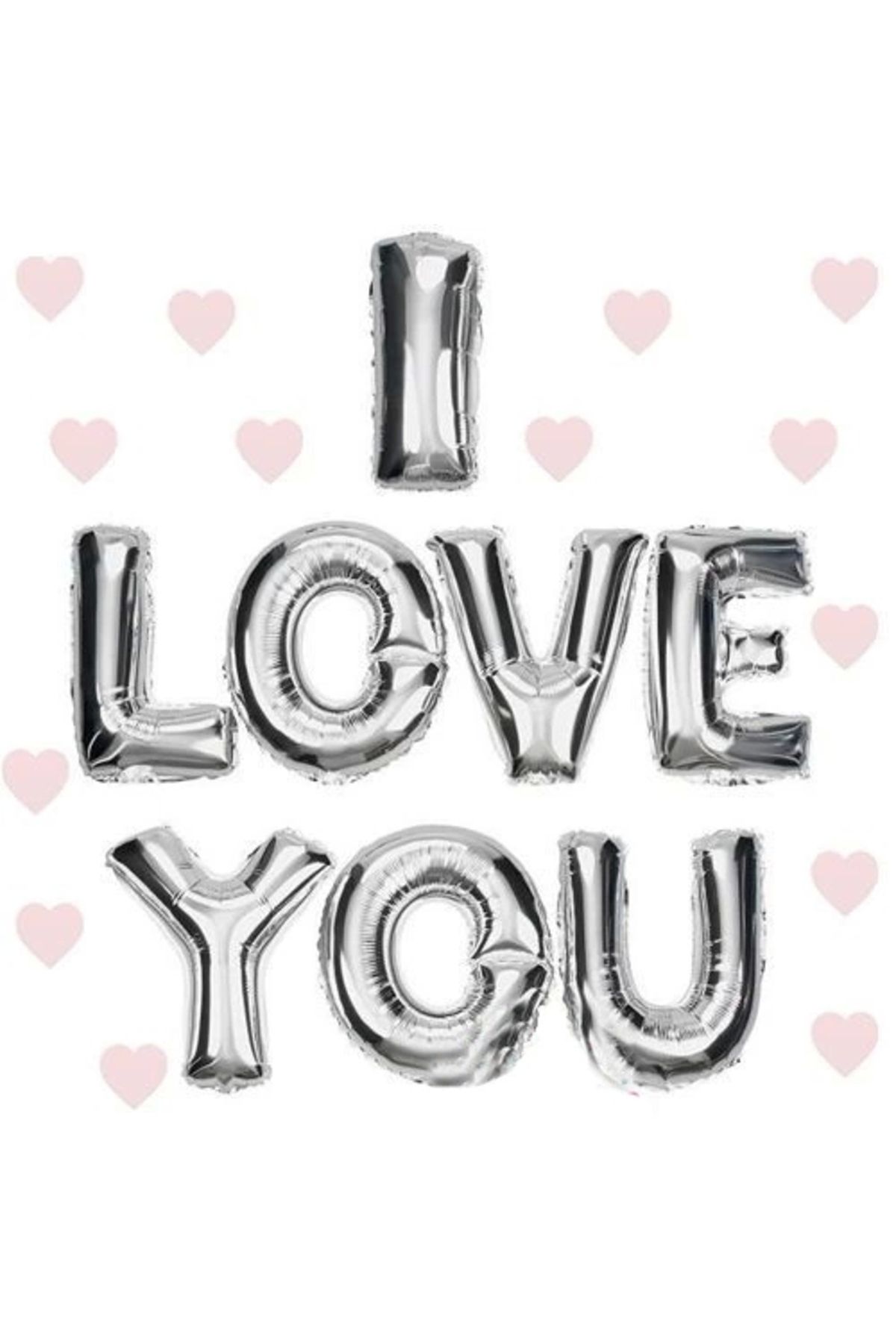 ShopNova I Love You Folyo Balon Gümüş Renk 35 Cm