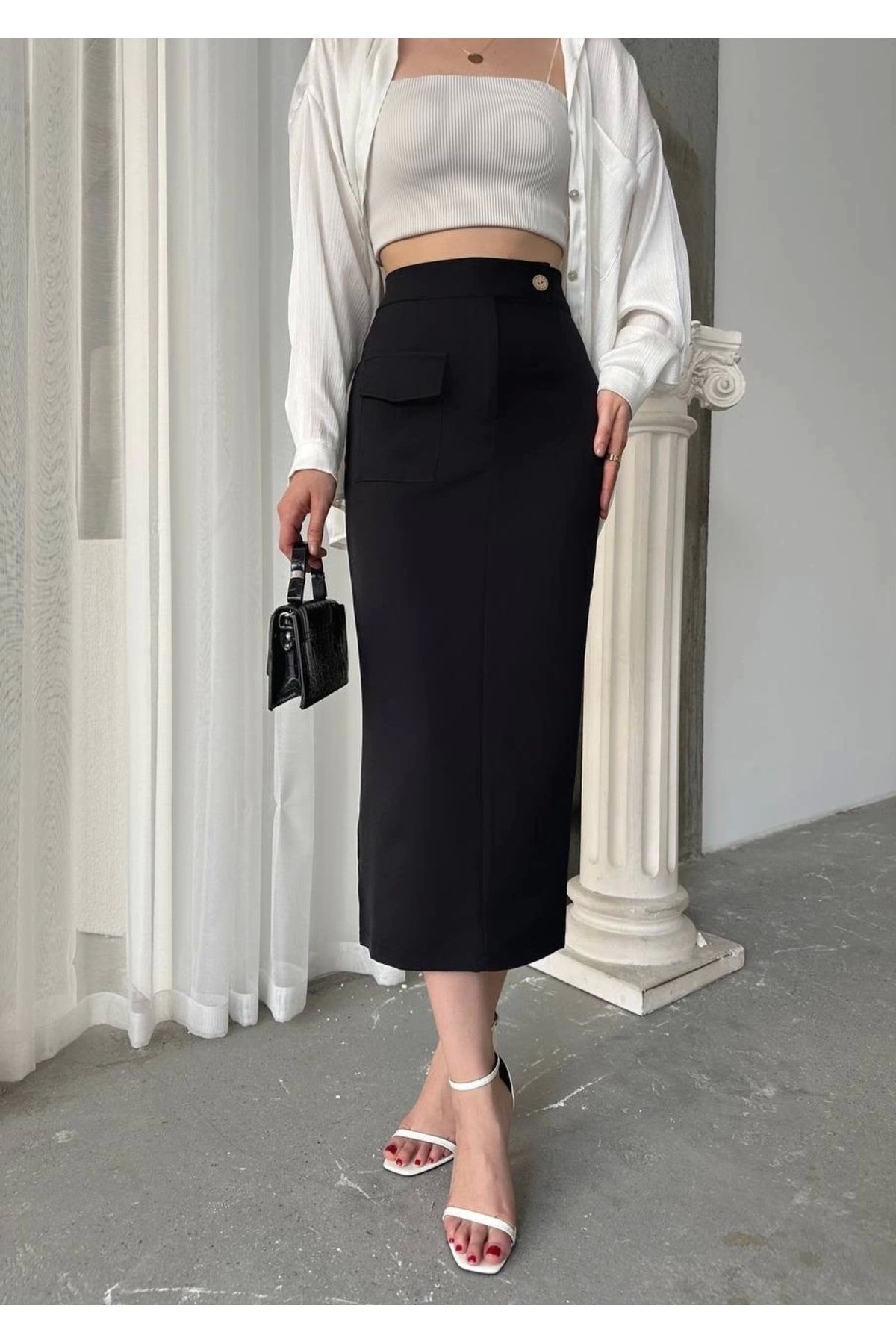OurStyles Uzun düğmeli etek
