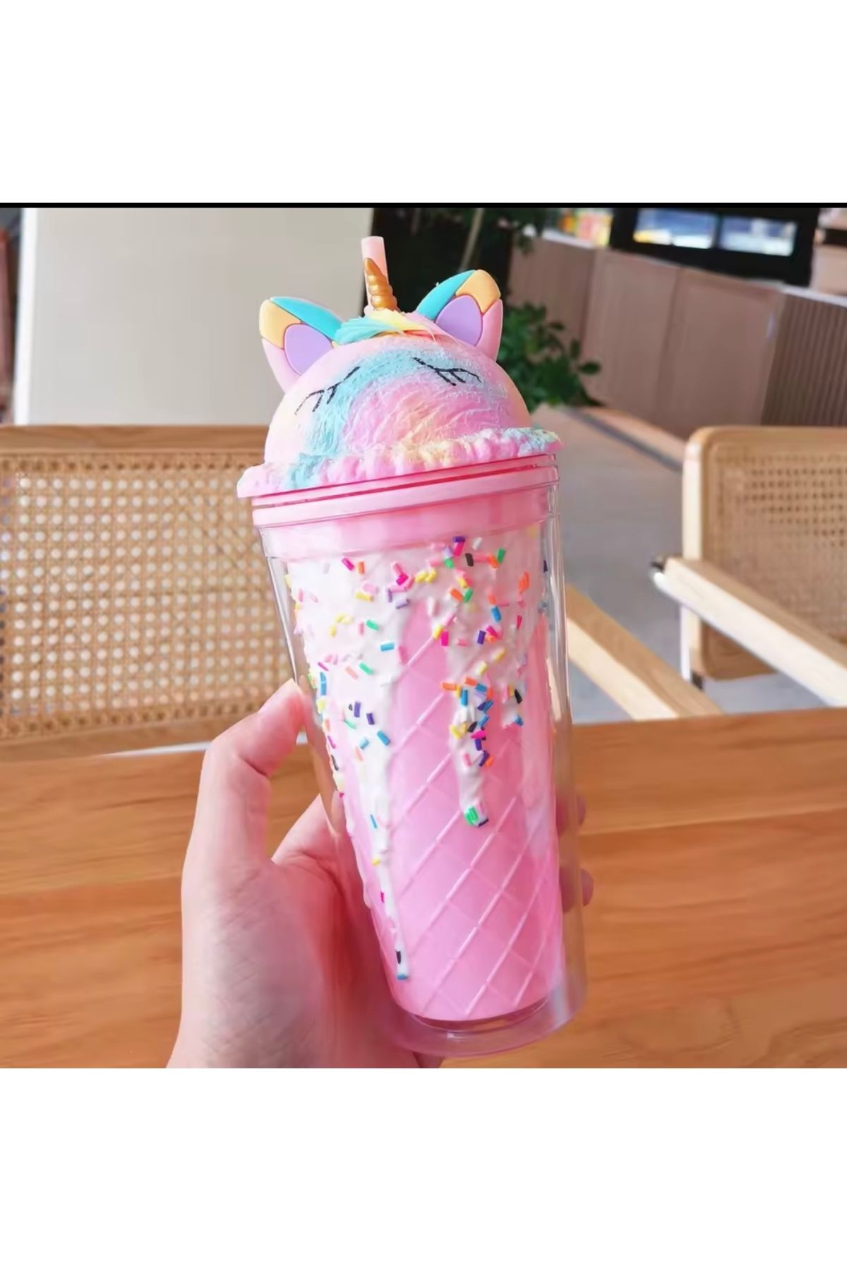 My Easy Shop Unicorn Desenli Pipetli Bardak