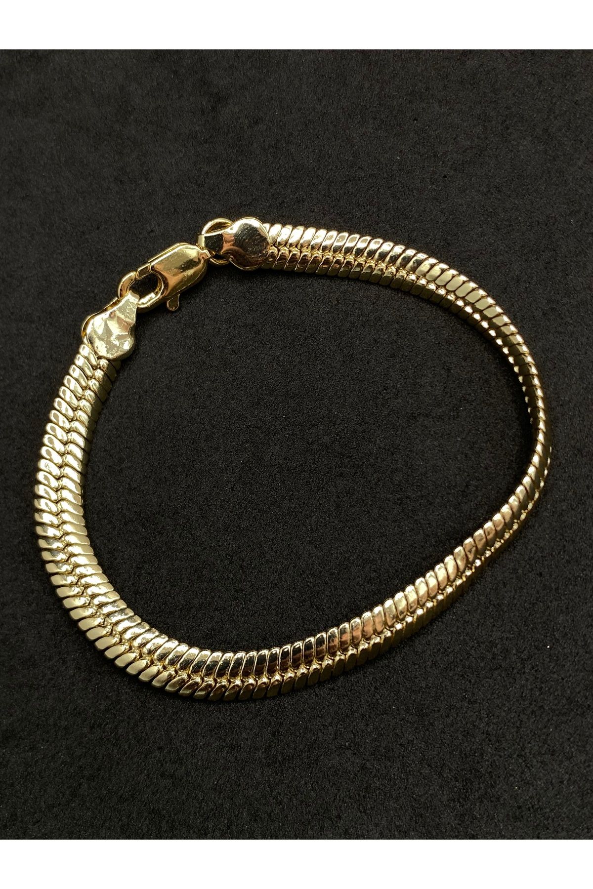 Jiji Jewelery Kuyumcu Kesim Yılan Zincir Altın Renk Paslanmaz Çelik Bileklik 16,5 cm