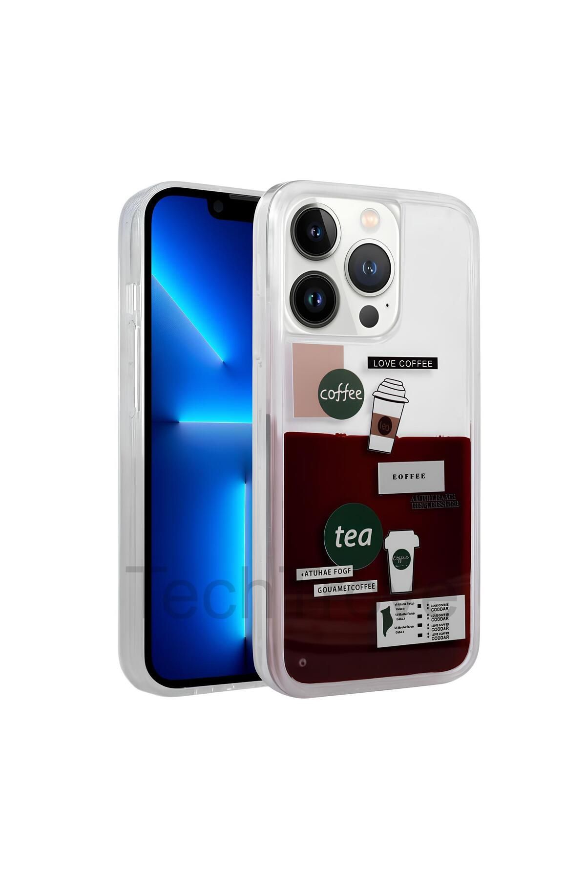 TechTrove Apple iPhone 12 Pro Kılıf Desenli Tasarım Sıvılı Coffee Tasarım Kapak