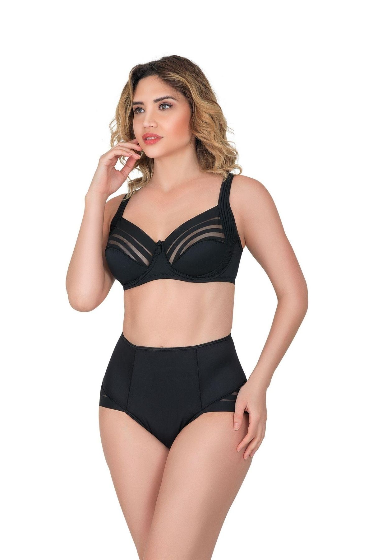 Moda Şahsenem Siyah Mı Emay 183 C Yan Destekli Toparlayıcı Balenli Sütyen