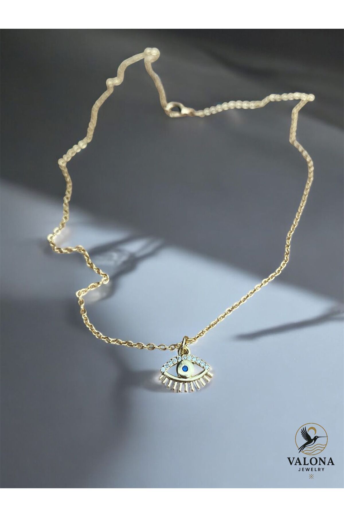 Valona Jewelry Taşlı Gold Nazar Göz Kolye