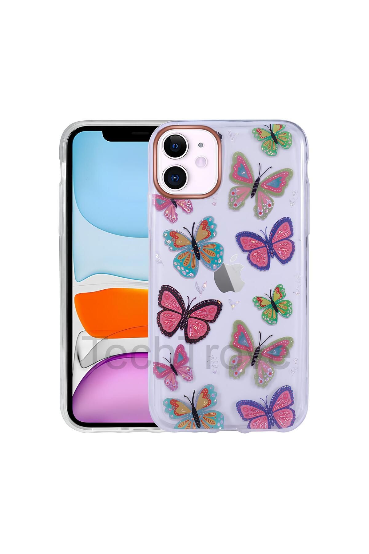 TechTrove Apple iPhone 11 Kılıf Desenli Simli Sert İnka Kapak