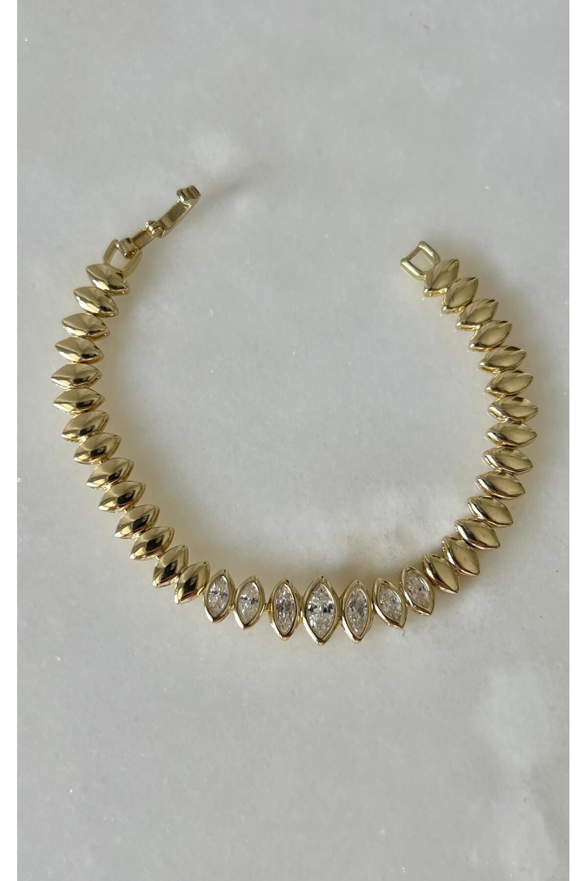 rimeaccessories 14k altın kaplama zirkon taşlı gold bileklik