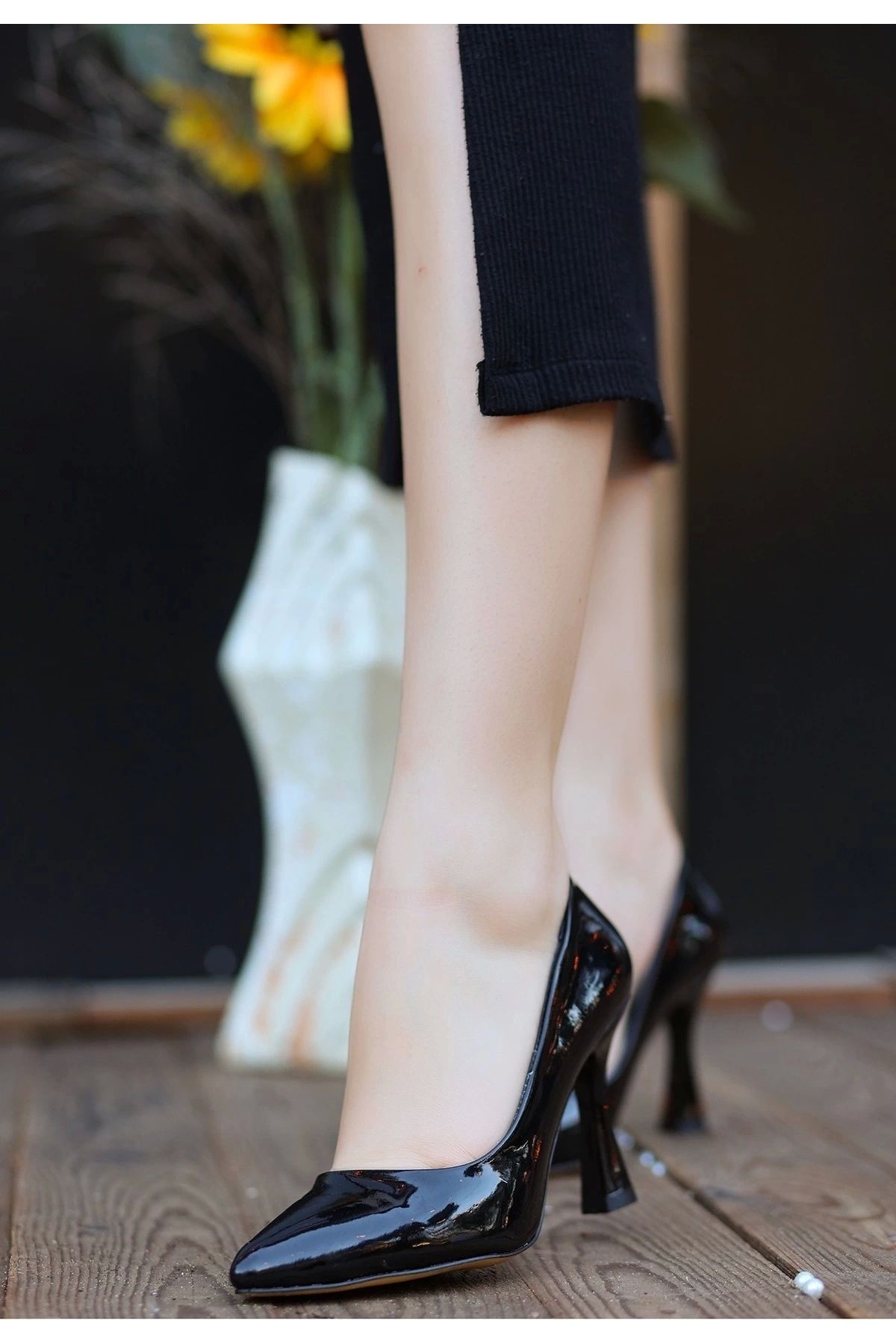OurStyles Ulba Siyah Rugan Stiletto Ayakkabı