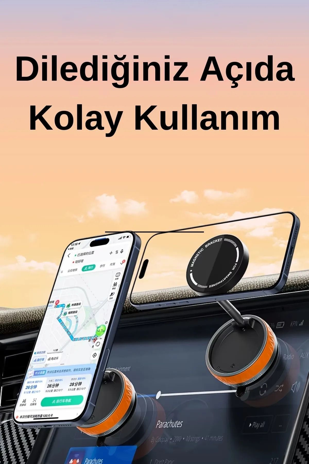EN SİGA Kablosuz Araç İçi Cep Telefonu Tutucu Araç içi Montaj Süper Güçlü Vakumlu Manyetik Telefon Tutuc