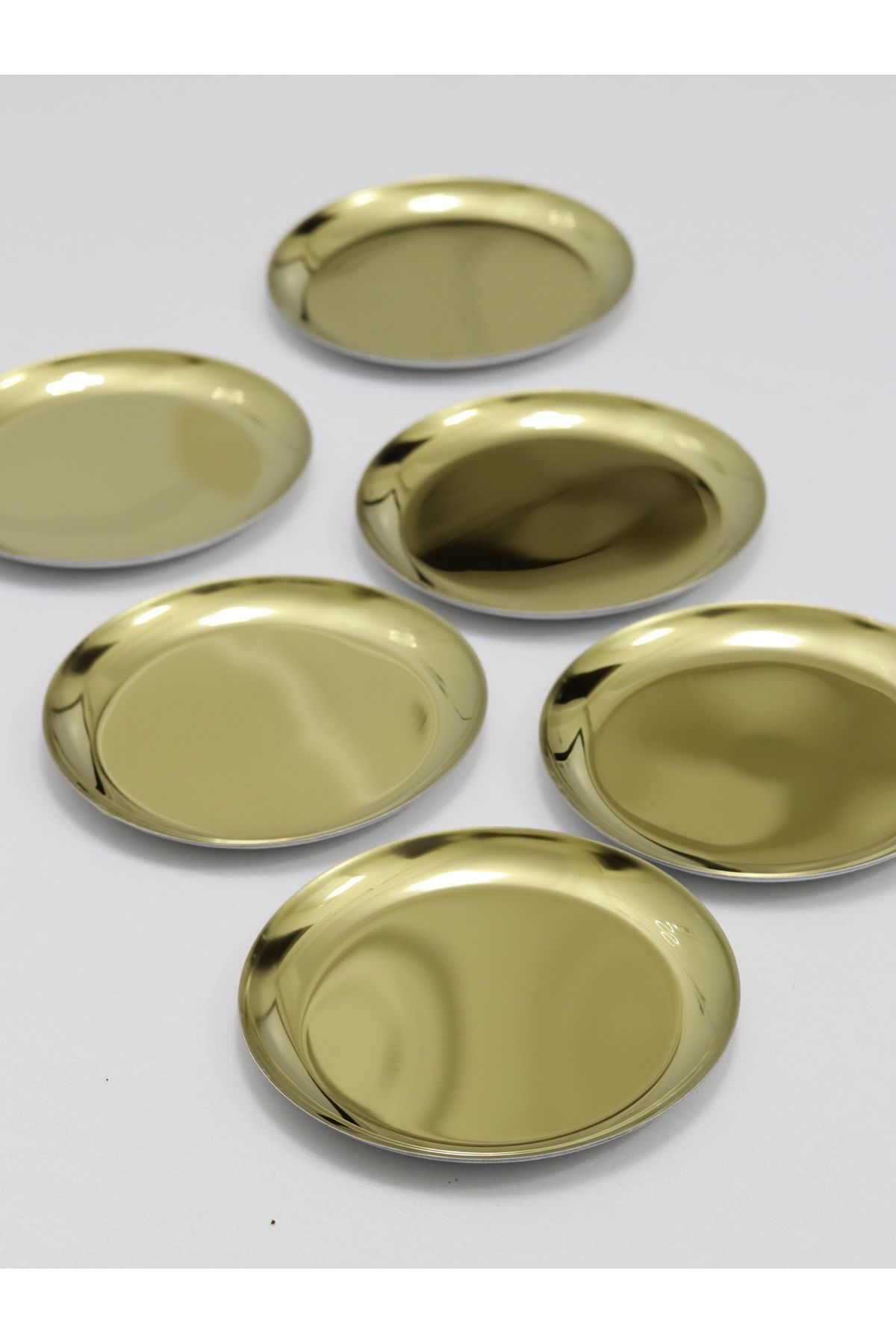 Nsthomedesign 6'lı Gold Çelik Mini Çerez - Tatlı - Pasta Tabağı 12cm*12