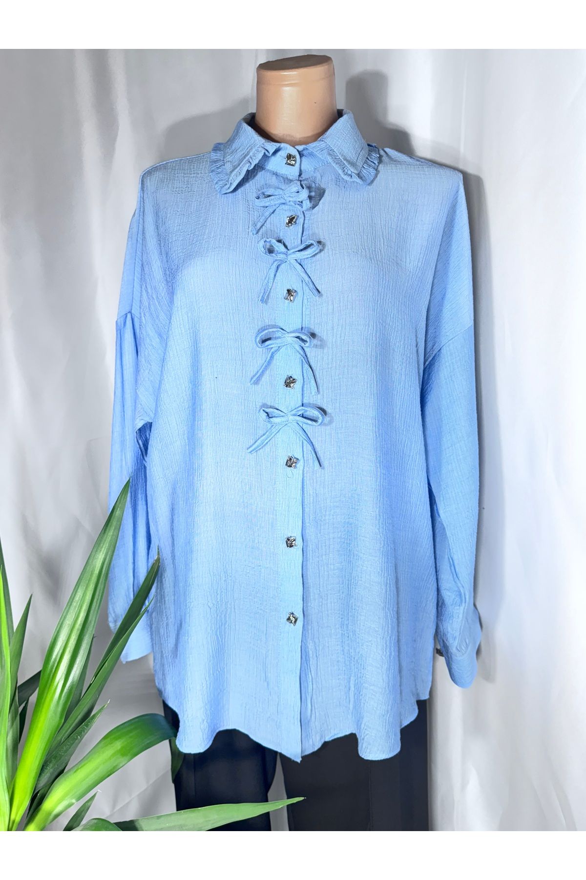 Butik fiyonklu tunik gömlek