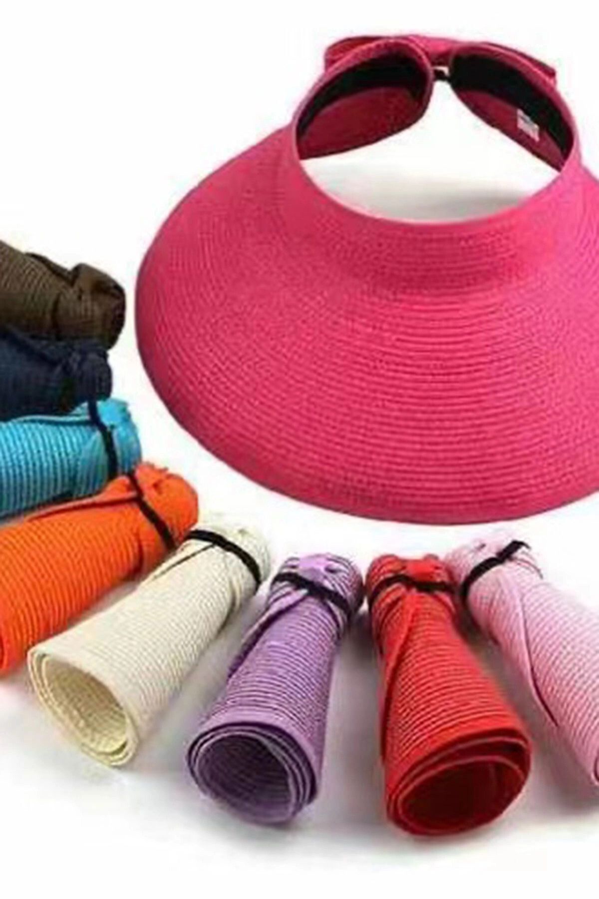 bacc Fuşya Fiyonklu Geniş Üstü Açık Hasır Vizör Şapka BCNSV-2514624