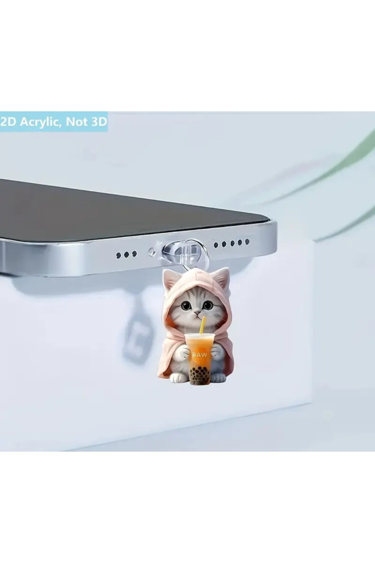 chibi Sevimli Kedi Şarj Soketi koruyucu tıpa toz kir önleyici Akrilik Apple/İOS Telefon, Tablet uyumlu