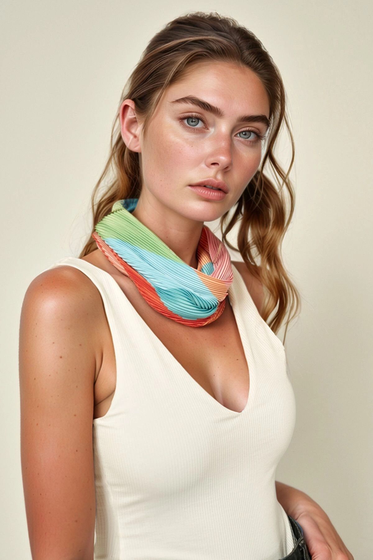 bacc Renkli Piliseli Bandana Fular BCNSV-2512396-1