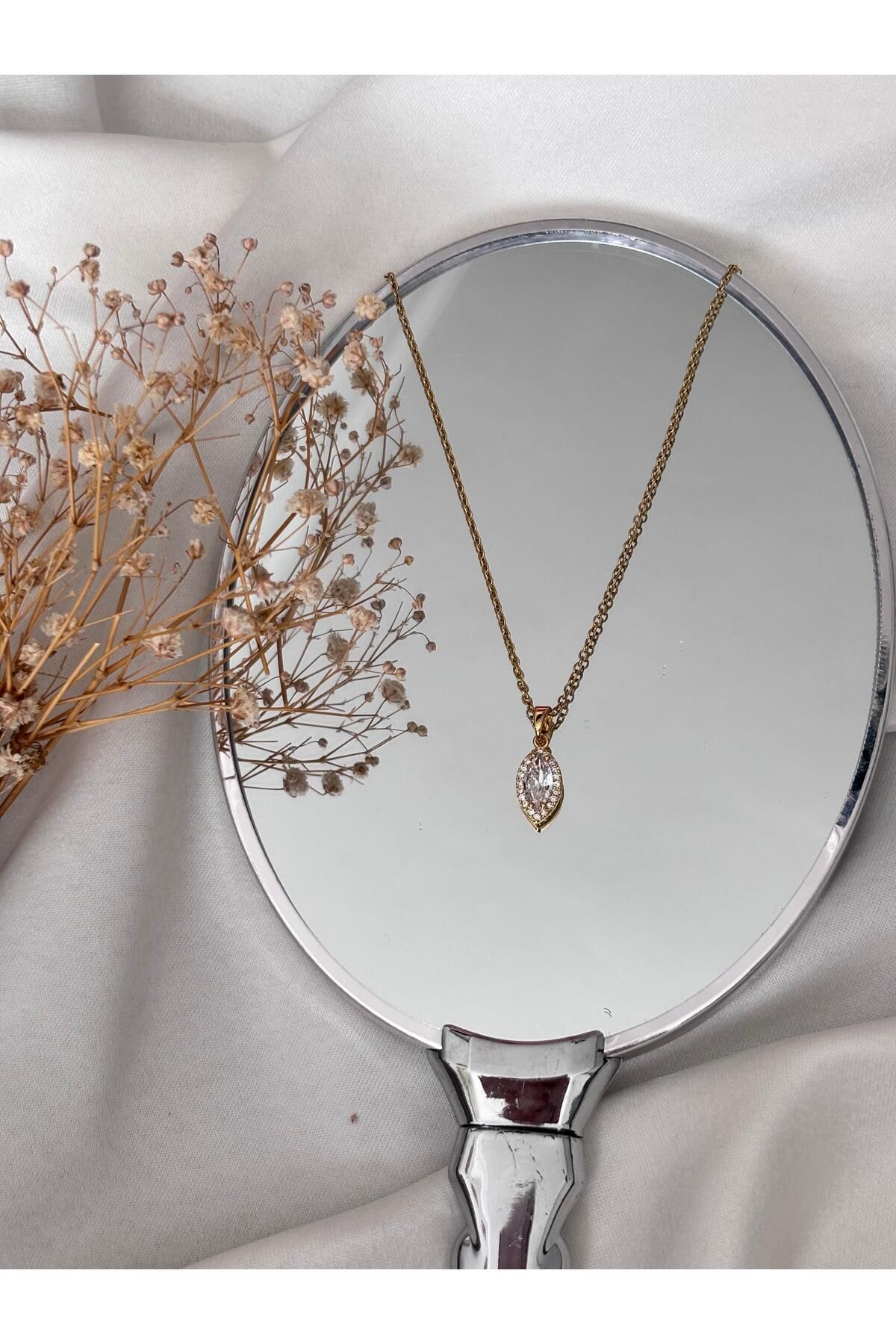 Bellamy Jewelry Taşlı Damla Kolye - Gold