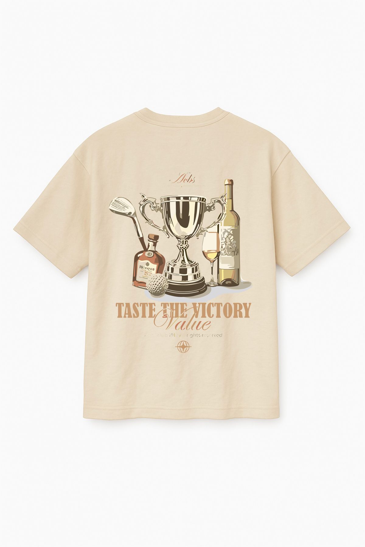 Altair Tr Bej Renk Oversize Victory Kupa Baskılı Unisex Tişört T-Shirt