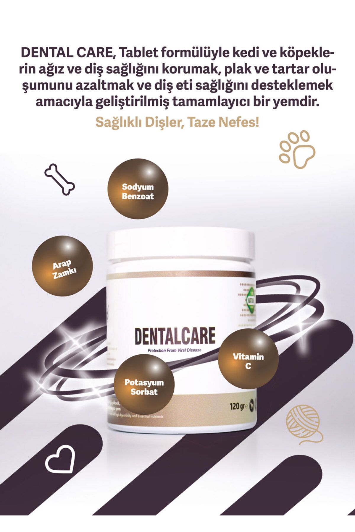 vsd DENTAL CARE 120g Chew Tablet Köpekler için Ağız ve Diş Sağlığı Desteği
