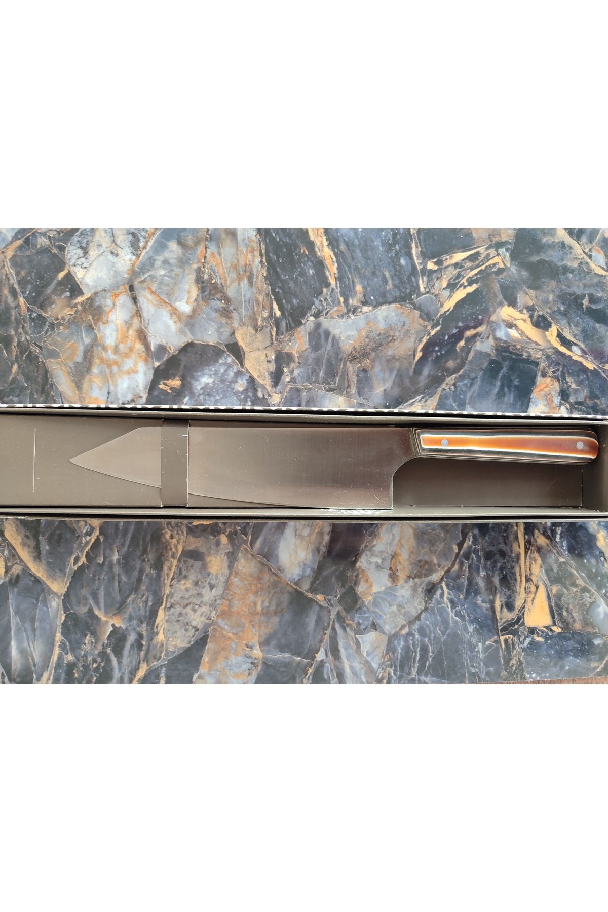 empressnaturalstone Kritsuke Şef Bıçağı – Chef Knife Marka, Verzalit Kahverengi Kabze