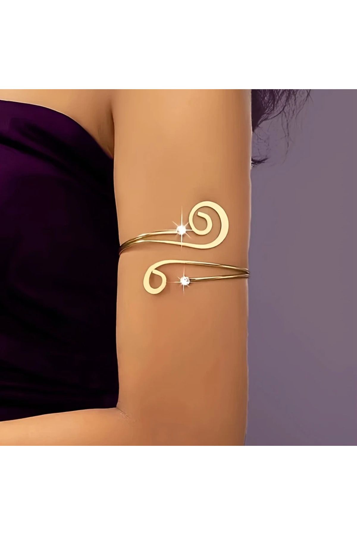 Redhead Gold Renk Işıltılı Parlak Taşlı Şık Sarmal Kol Bilezik