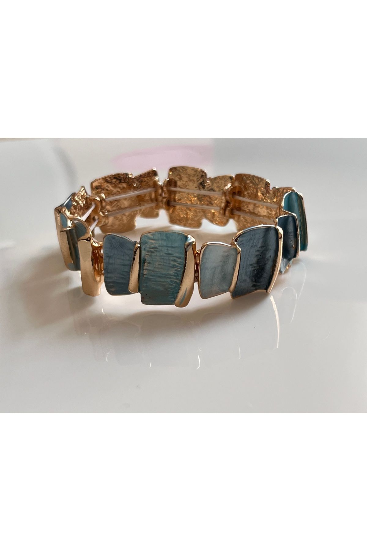 HNG JEWELRY MİSİNA LASTİKLİ MAVİ DİKDÖRTGEN BİLEKLİK