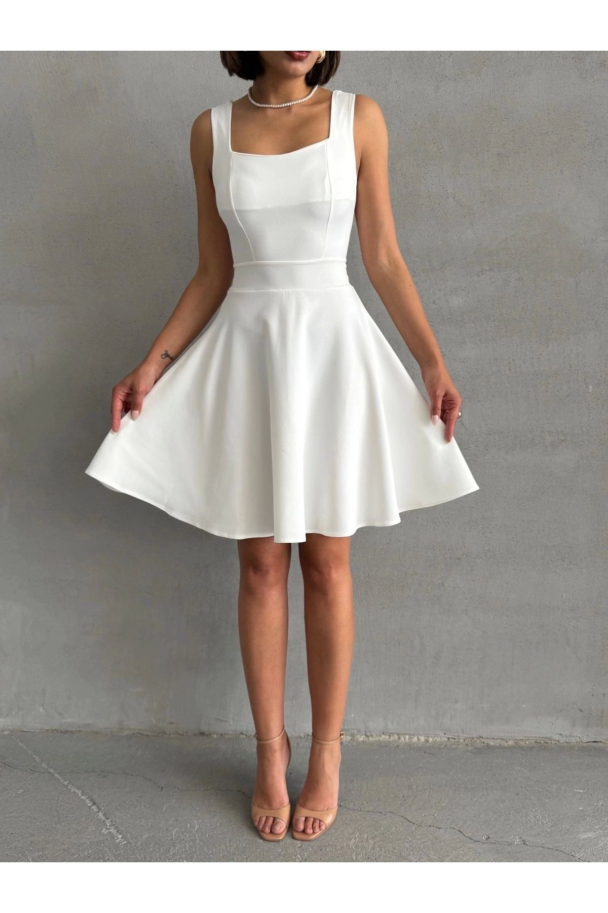 OurStyles Kadın kare yaka kısa elbise s251188