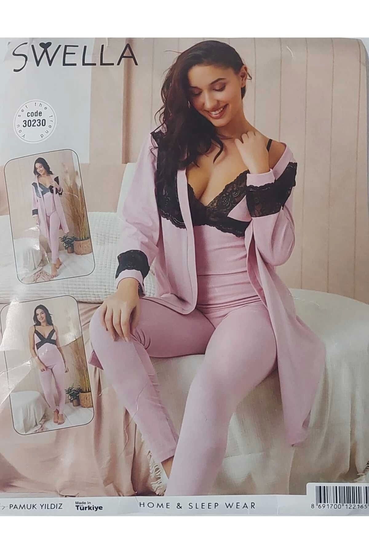SWELLA 3'LÜ PİJAMA TAKIMI (GECELİK)
