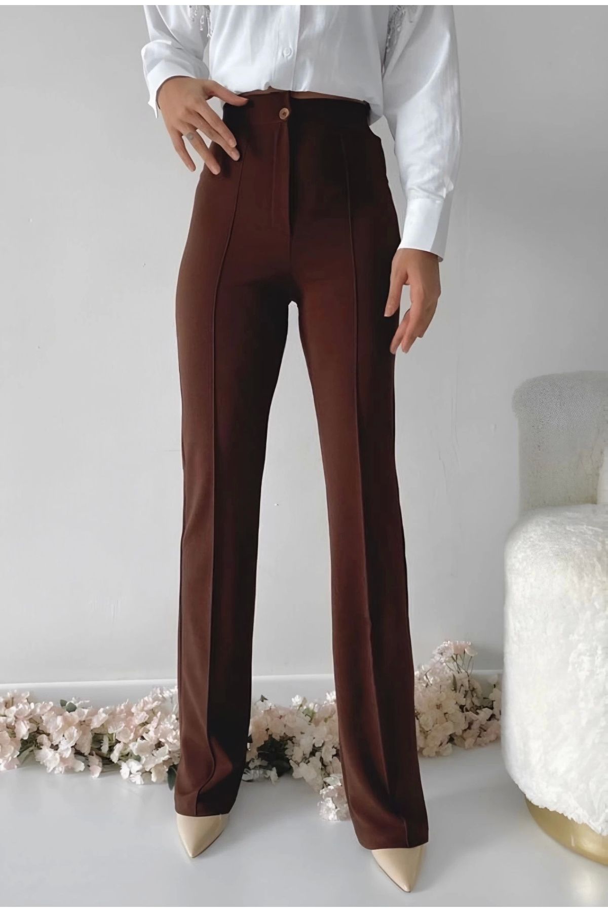 OurStyles Önü cumalı ithal krep pantolon