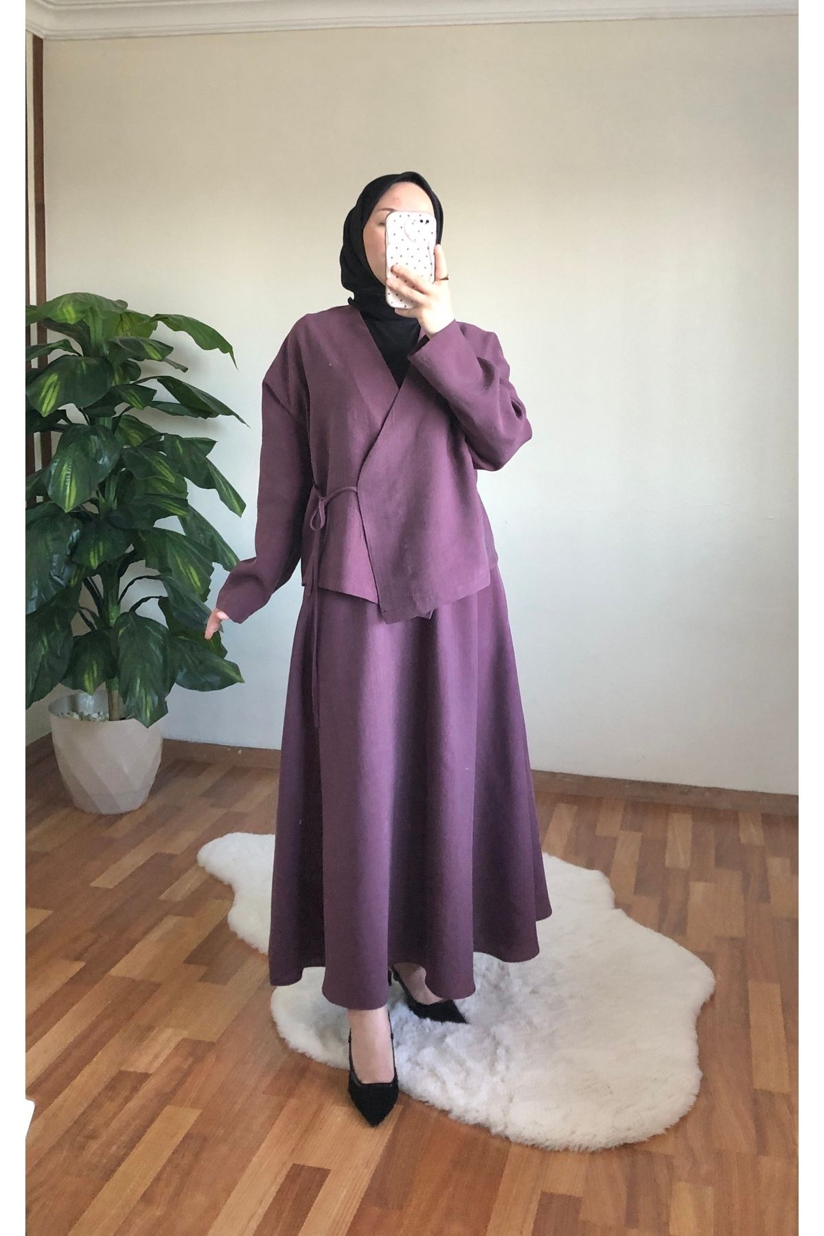 MODA ŞİHAL Modal Kumaş Kimono Etek Takım