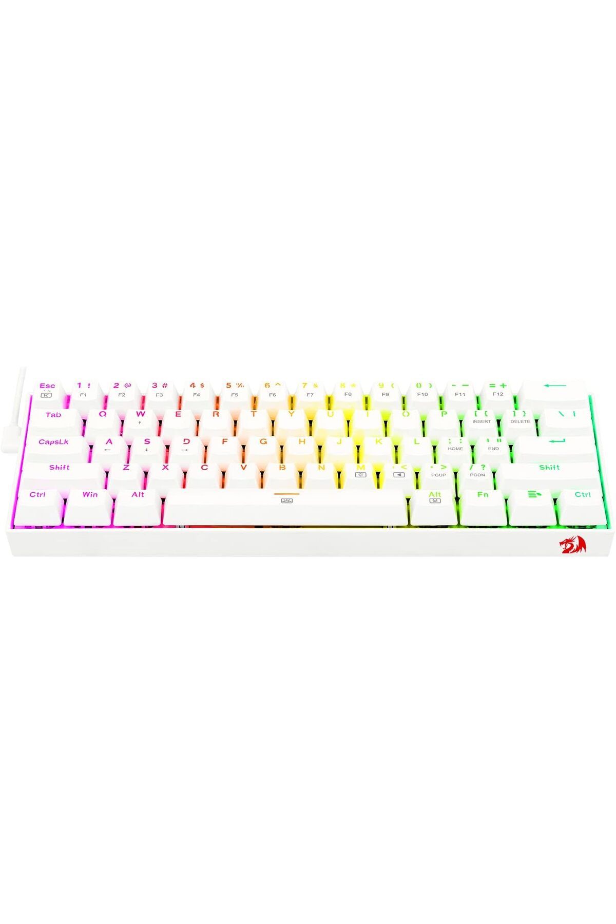 REDRAGON-Redragon Mechanical Keyboard White 60% Dragonborn K630W - Red Switch, USB-C 7