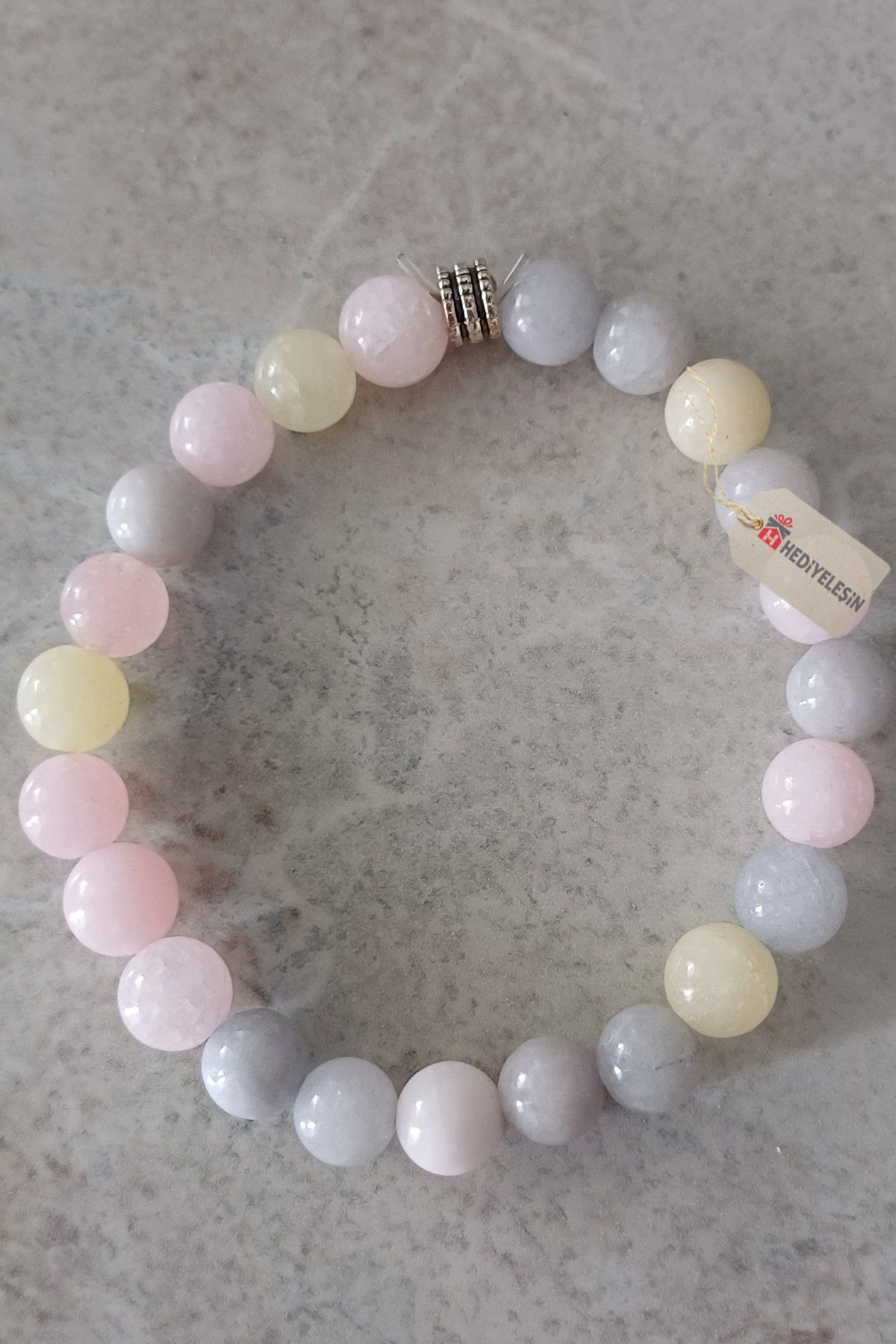 Hediyeleşin Morganit Doğal Taş Bileklik - 8 mm.