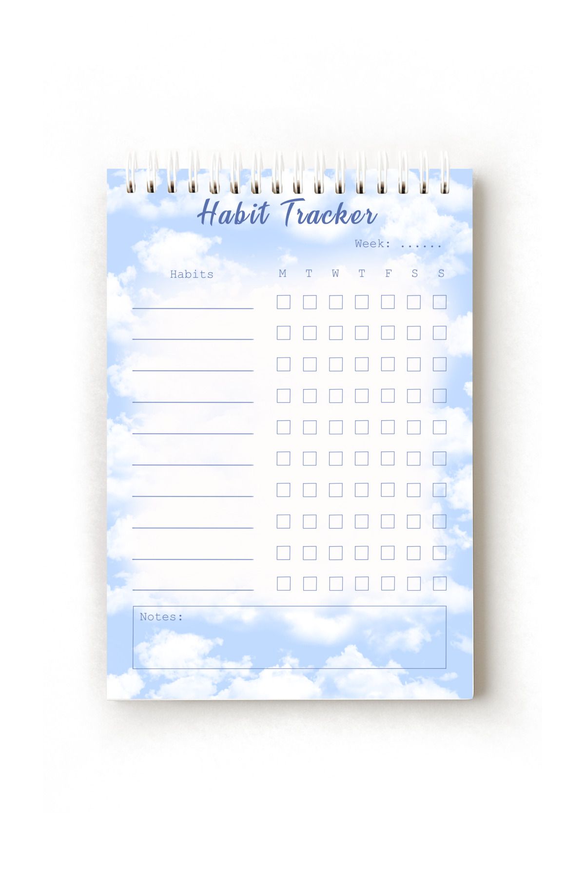 Handeto Kraft Bulut Temalı İngilizce Alışkanlık Takibi, Habit Tracker, A5 Habit Tracker, Rutin Defteri, Planner
