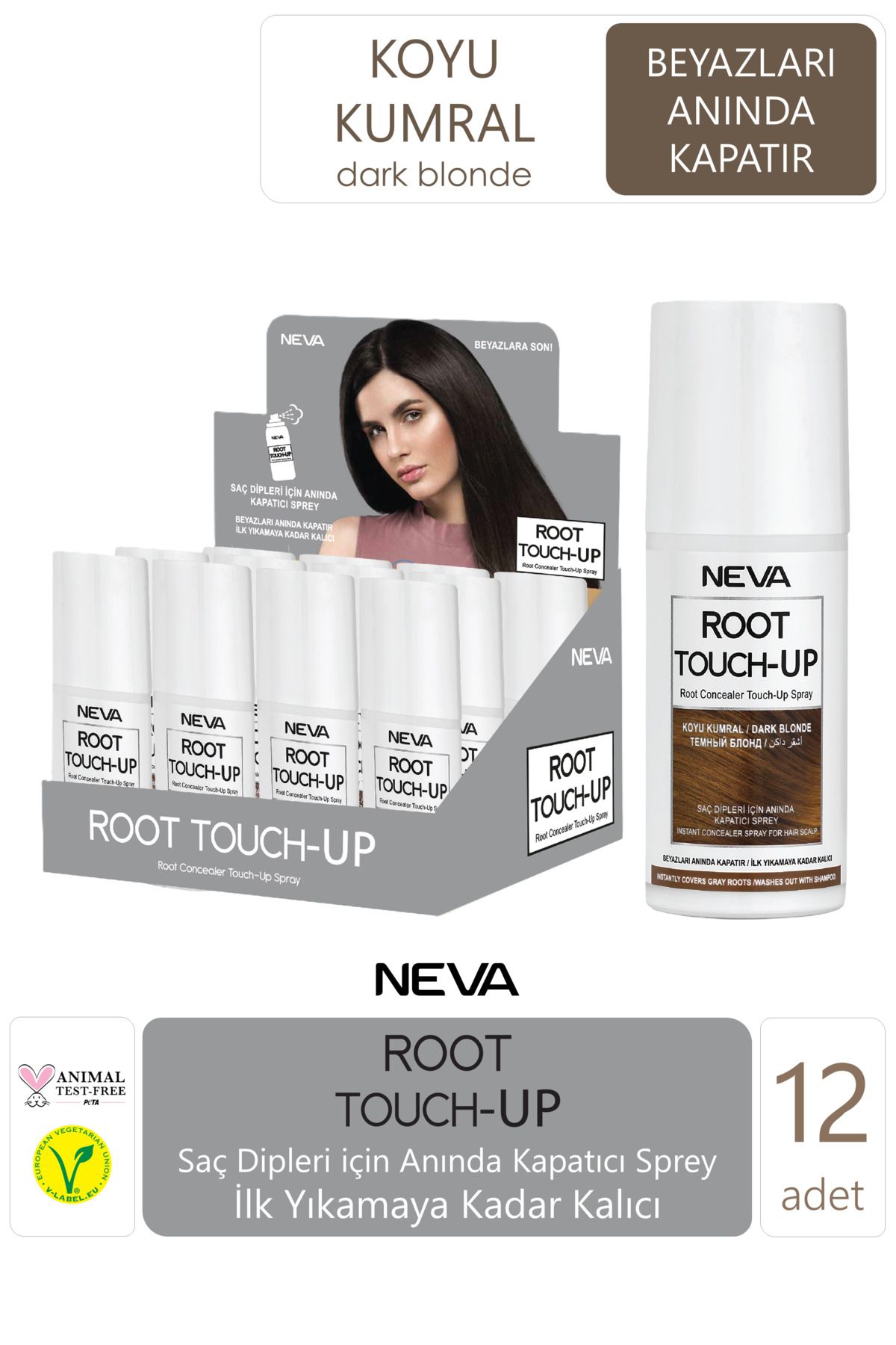 Neva Root Touch-up Kapatıcı Sprey - Koyu Kumral 12'li Paket