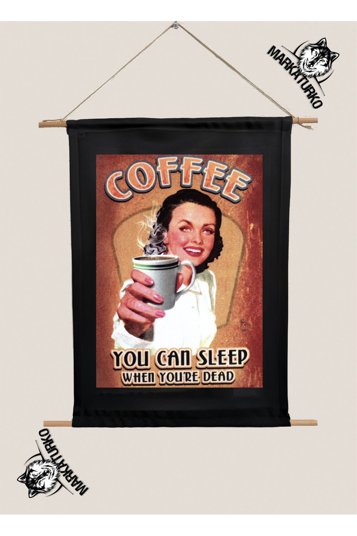 MarkaTurko COFFEE VİNTAGE TASARIM SÜBLİMASYON BASKI TABLO 1976-61